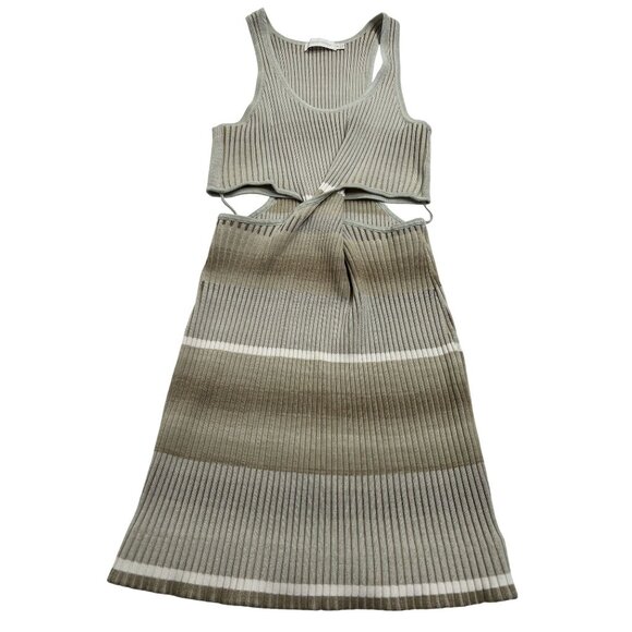 Jonathan Simkhai Colleen Cutout Space-Dyed Ribbed-Knit Midi Dress in Tan - Picture 1 of 4